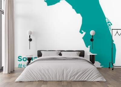 Florida state map with Social Distancing stayathome tag Wall mural