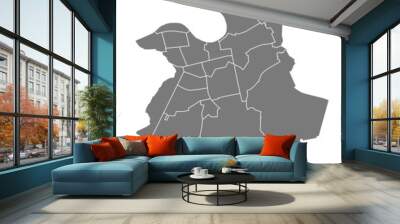 Modern City Map - Offenbach city of Germany with districts grey DE Wall mural