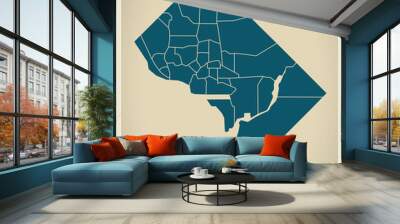 Modern City Map - Washington DC city of the USA with neighborhoods Wall mural