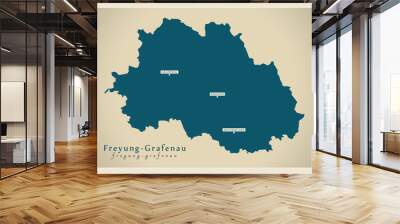 Modern Map - Freyung-Grafenau county of Bavaria DE Wall mural