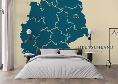 Modern Map - Germany with federal states DE illustration Wall mural