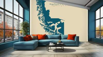 Modern Map - Magallanes y de la Antartica Chilena CL Wall mural