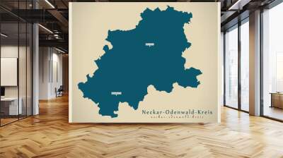 Modern Map - Neckar-Odenwald-Kreis county of Baden Wuerttemberg DE Wall mural