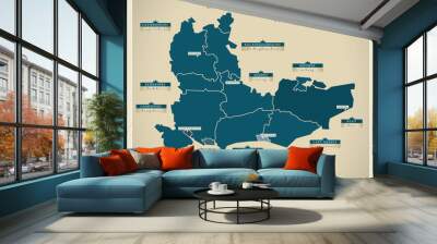 Modern Map - South East England Wall mural