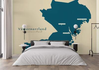 Modern Map - Västernorrland SE Wall mural