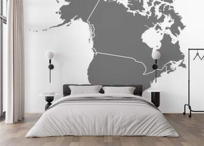 North America with countries Map grey Wall mural