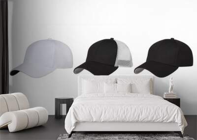 Black and white baseball caps Wall mural