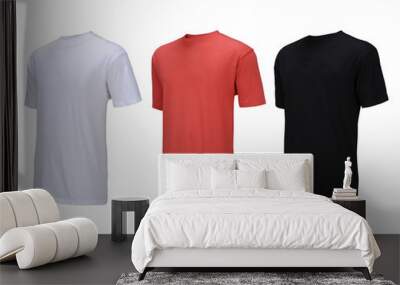 Collection of t-shirts on white background Wall mural