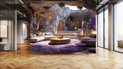 Interior of a cave with a beautiful light. Wall mural