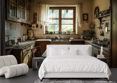 interior of a rustic kitchen in an old house in the countryside Wall mural