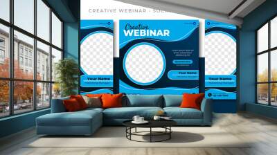 business webinar online course blue social media post template design, event promotion banner vector Wall mural