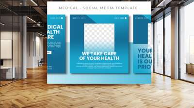 Medical Health blue social media post template design, event promotion square banner vector Wall mural