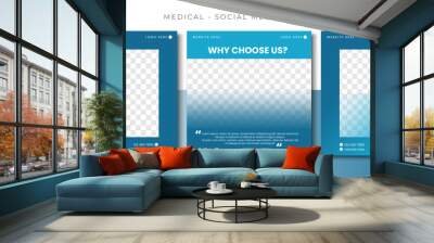 Medical Health blue social media post template design, event promotion square banner vector Wall mural