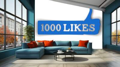 1000 likes thumbs up social media banner Wall mural