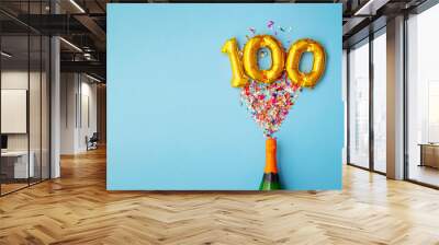 100th anniversary champagne bottle balloon pop Wall mural