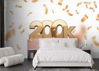 200k social media followers or subscribers celebration background. 3D Rendering Wall mural