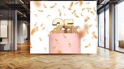 25k social media followers or subscribers celebration background. 3D Rendering Wall mural