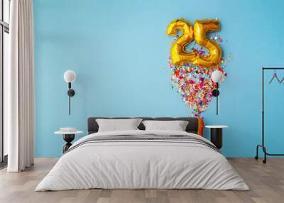 25th anniversary champagne bottle balloon pop Wall mural