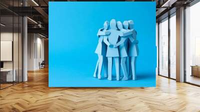 A group of paper people coming together. Community and friendship concept Wall mural