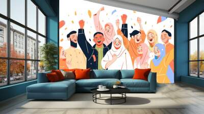 A group of people celebrating a holy festival. Eid Al Adha celebration. Ramadan. Generative ai Wall mural