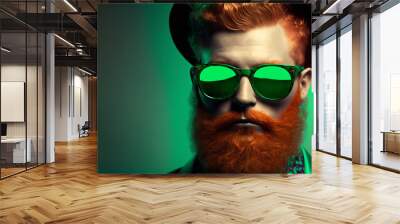 A modern trendy leprechaun character wearing sunglasses. Generative ai Wall mural