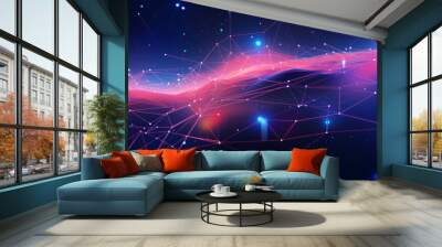 Abstract business futuristic background with glowing lines. Data technology Wall mural