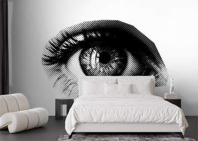 Abstract halftone eye collage element. Trendy grunge design element Wall mural