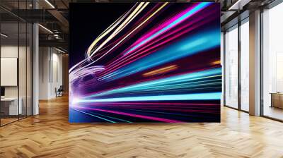 abstract long exposure dynamic speed light trails background. Generative ai Wall mural