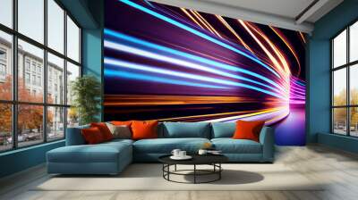 abstract long exposure dynamic speed light trails background. Generative ai Wall mural