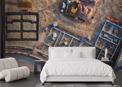 Aerial view over a construction site of new homes being built Wall mural