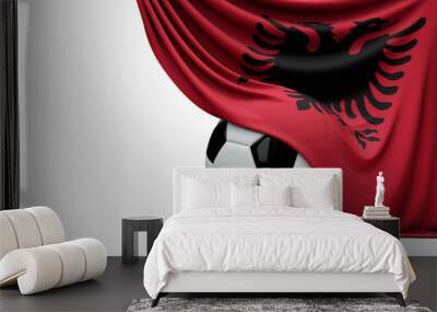 Albania national flag draped over a soccer football ball. 3D Rendering Wall mural