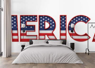 American stars and stripes flag font word. 3D Rendering Wall mural