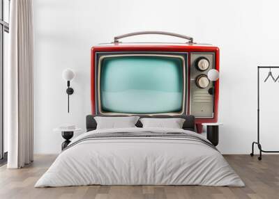 An old vintage retro tv television set isolated on a white background Wall mural