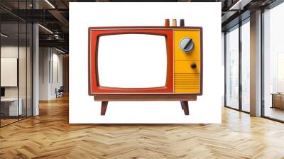 An old vintage retro tv television set with blank screen and isolated on a white background.  Wall mural