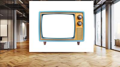 An old vintage retro tv television set with blank screen and isolated on a white background.  Wall mural