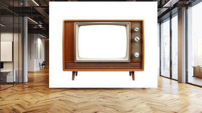 An old vintage retro tv television set with blank screen and isolated on a white background.  Wall mural