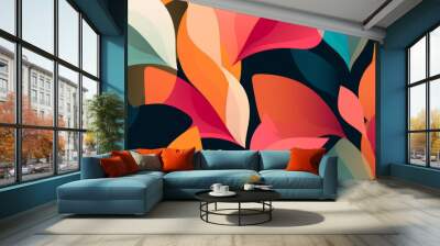 Beautiful abstract colourful tropical leaf seamless background. Generative ai Wall mural