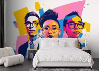 Bold abstract design of a team of diverse business people Wall mural