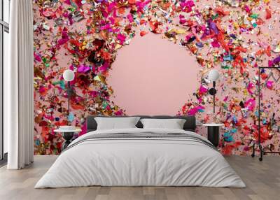 Bright colourful party sparkling party confetti background Wall mural