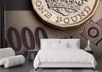 British pound coin and Japanese yen trade exchange rate Wall mural