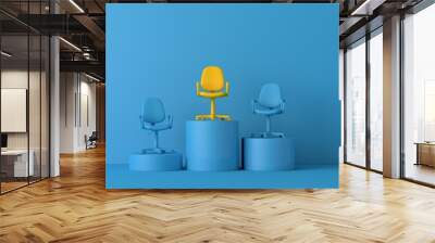 Business office chair on top of a podium. Leadership concept. 3D Rendering Wall mural