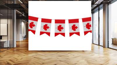 Canada national flag festive bunting against a plain white background. 3D Rendering Wall mural