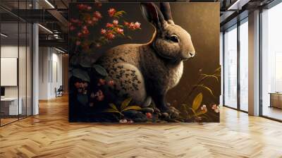 Chinese new year background. 2023 year of the rabbit. Traditional style. Generative ai Wall mural