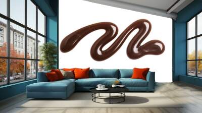 Chocolate caramel sauce ripple on a plain white backround Wall mural