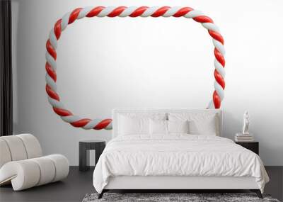 Christmas candy cane red and white striped speech bubble frame. Festive striped candy pattern Wall mural