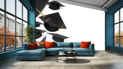 Collection of graduation caps. 3D Rendering Wall mural