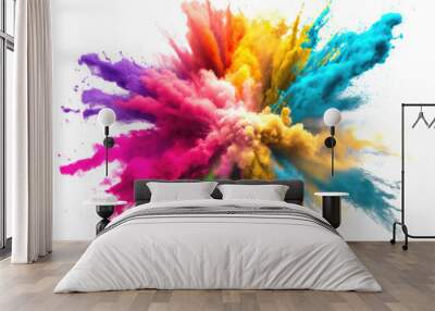 colorful powder paint explosion. abstract background. Generative ai Wall mural