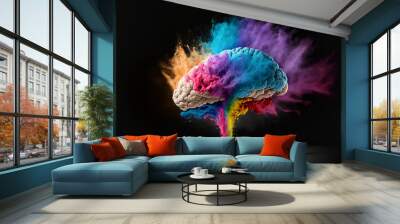 Concept art of a human brain exploding with knowledge and creativity. generative ai Wall mural