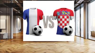 Croatia versus France soccer match. 3D Rendering Wall mural