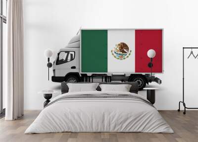 Delivery van with Mexico flag. logistics concept Wall mural